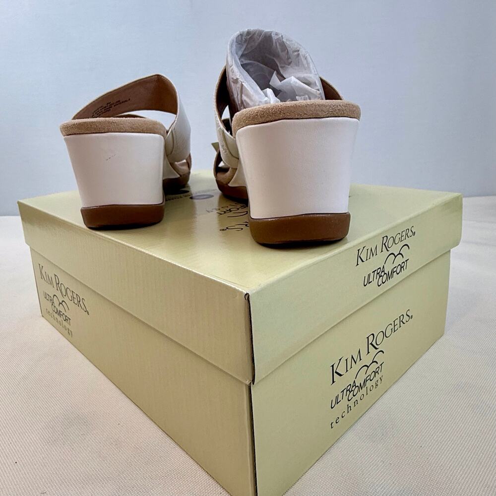 NIB Kim Roger’s Krystal White Slip On Ultra Comfort Wedge Sandals 8M Man Made - Picture 6 of 16